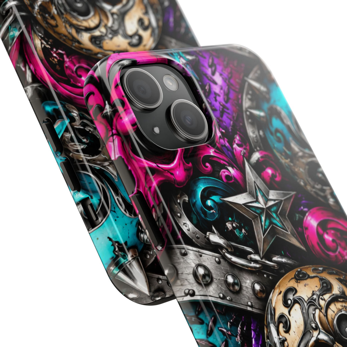 Skull & Stars Tough Phone Case | Colorful Gothic Skull Phone Case