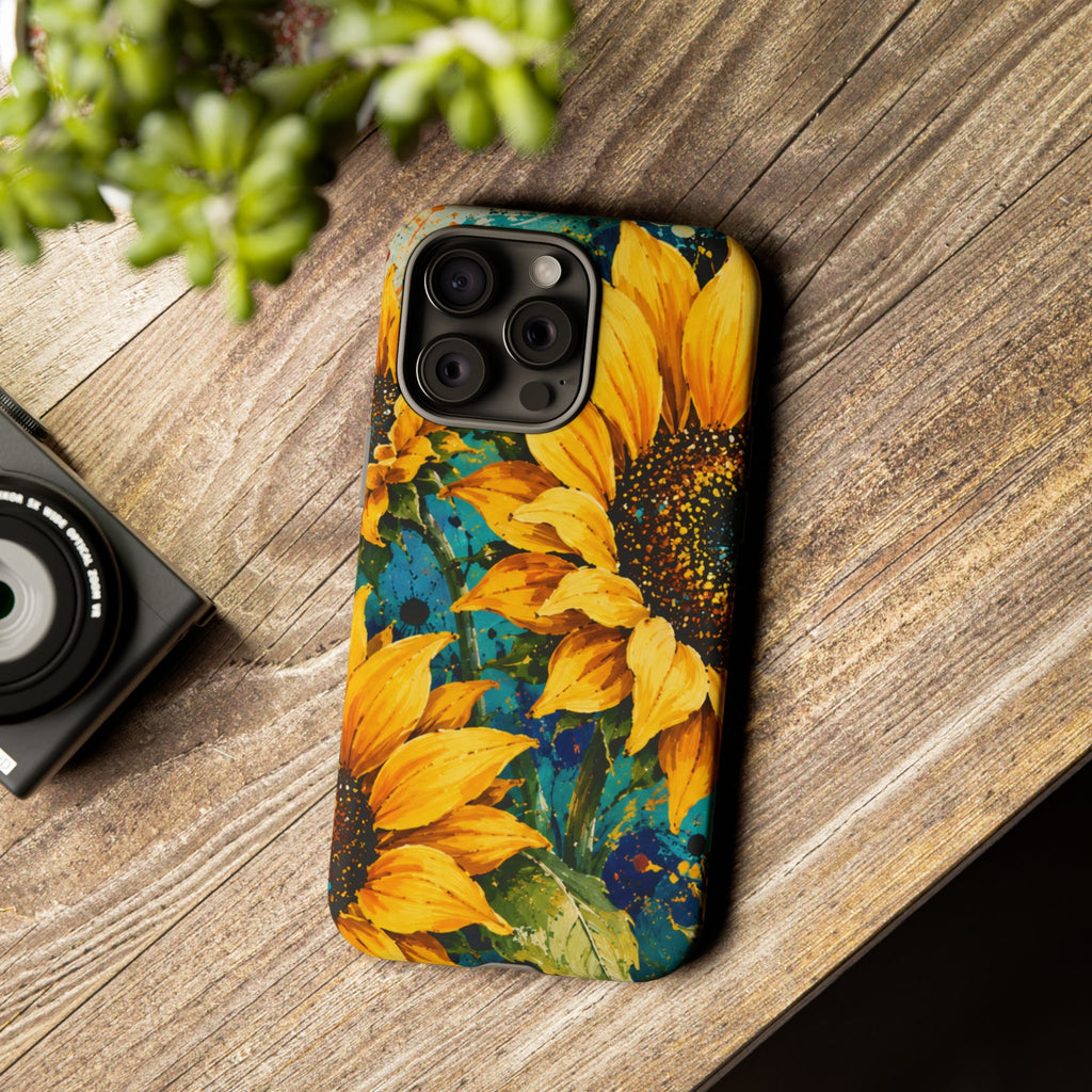 Sunflower Art Phone Case — Vibrant Yellow Floral Tough Case