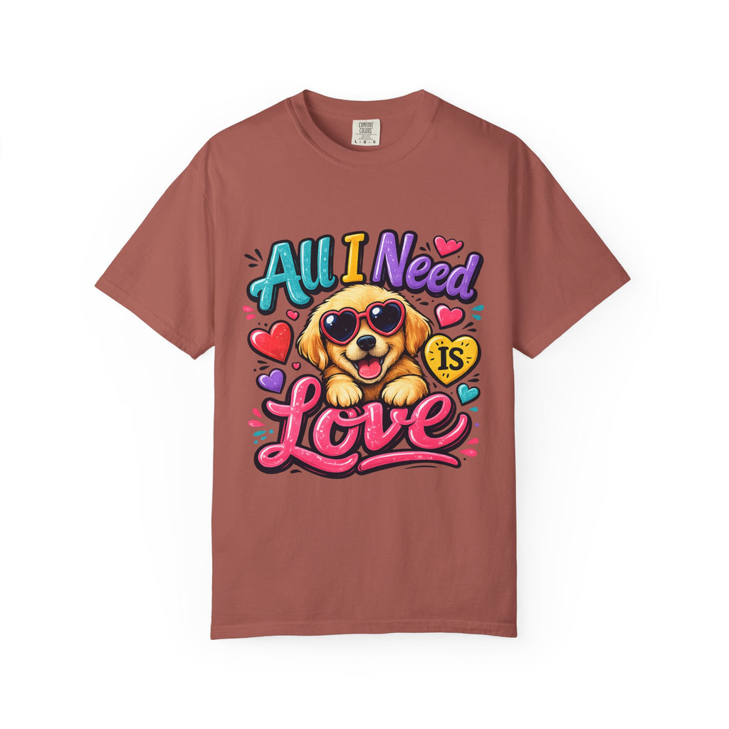 All I Need Is Love Puppy T-Shirt | Cute Dog Heart Graphic