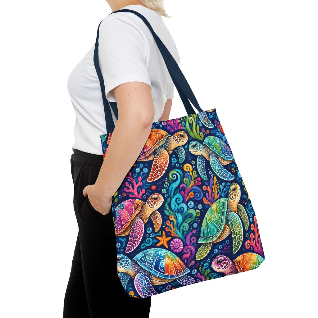 Colorful Sea Turtles Tote Bag — Vibrant Ocean Art Beach Tote