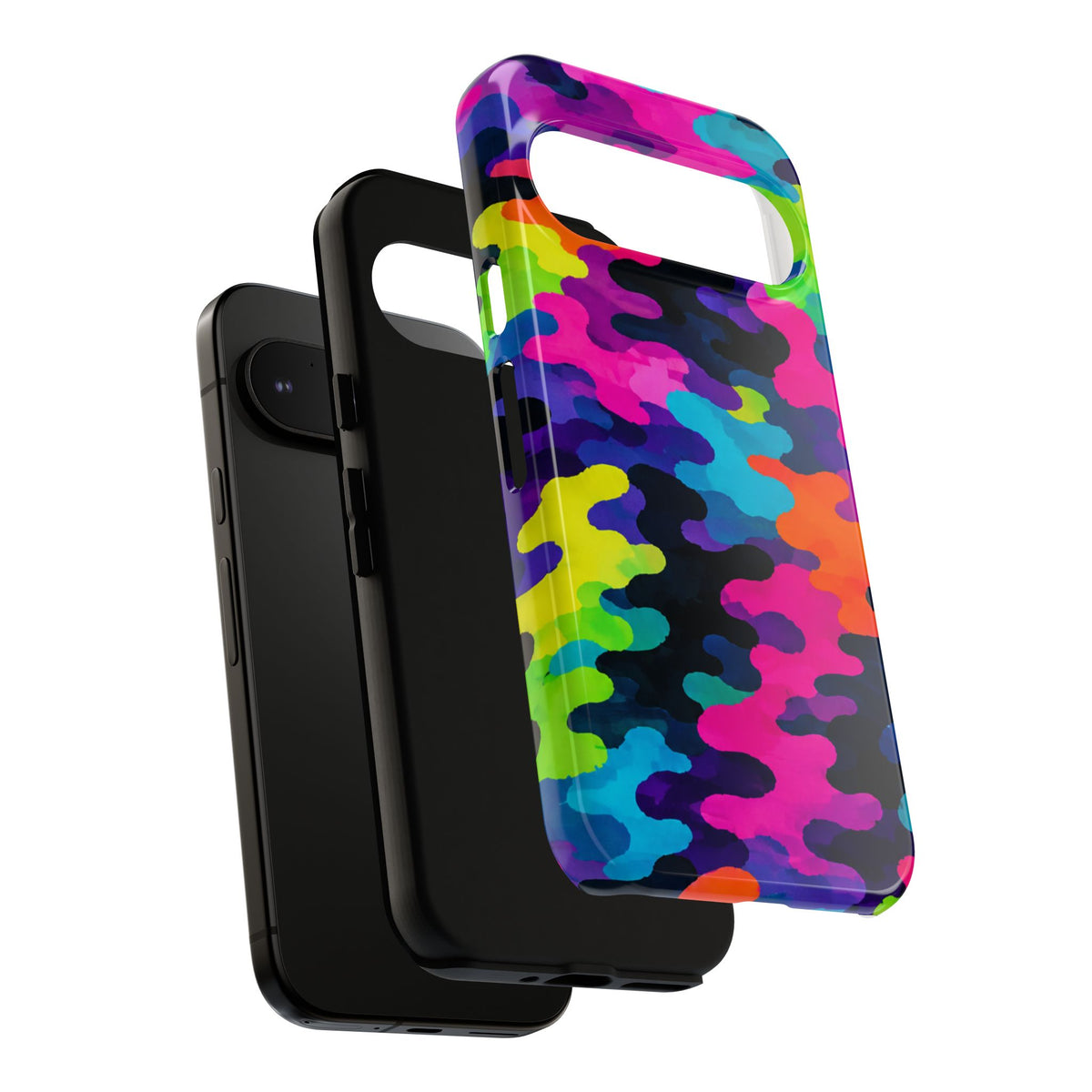 Neon Camo Tough Phone Case — Bright Rainbow Protective iPhone Cover