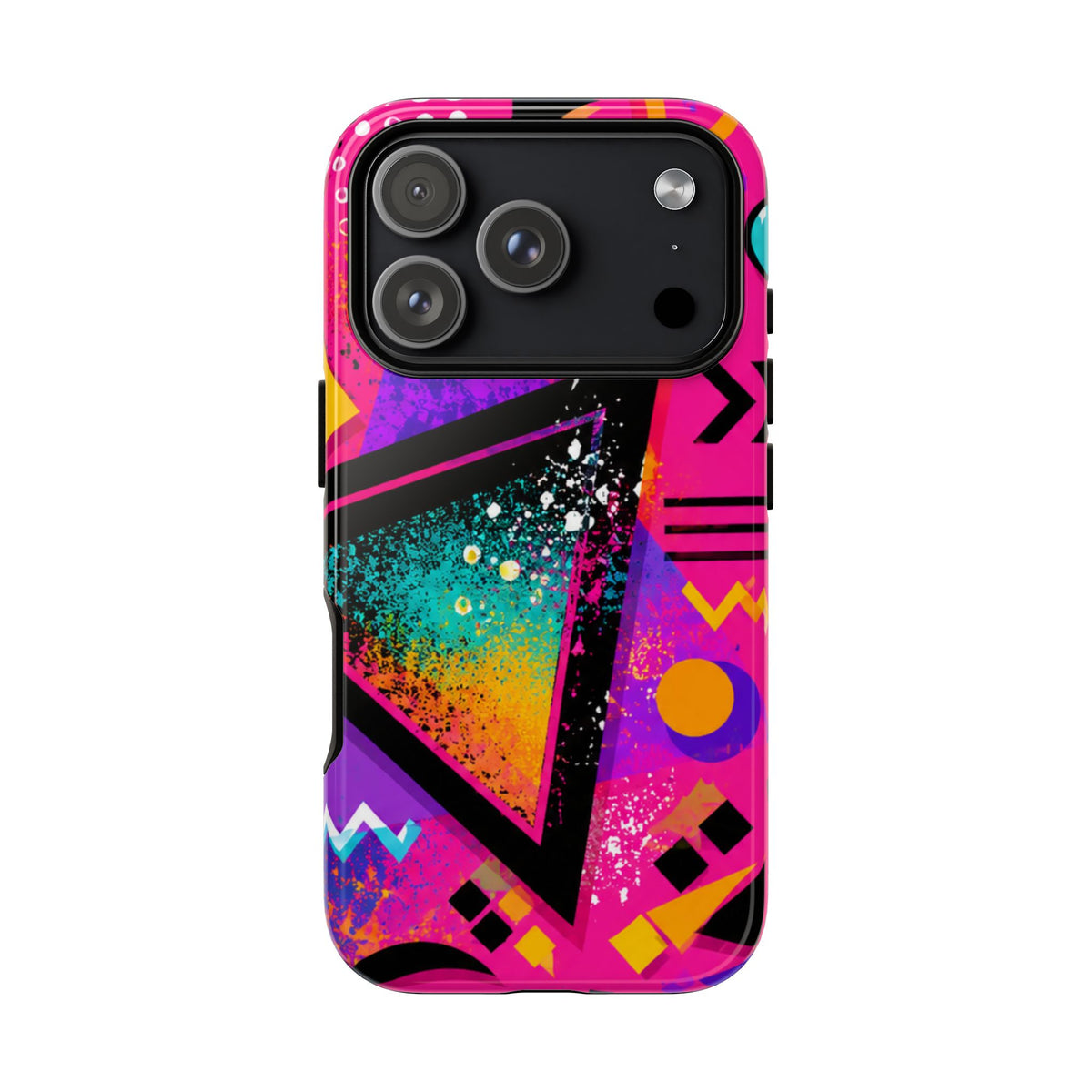 Retro 80s Geometric Phone Case — Neon Triangle Tough Case