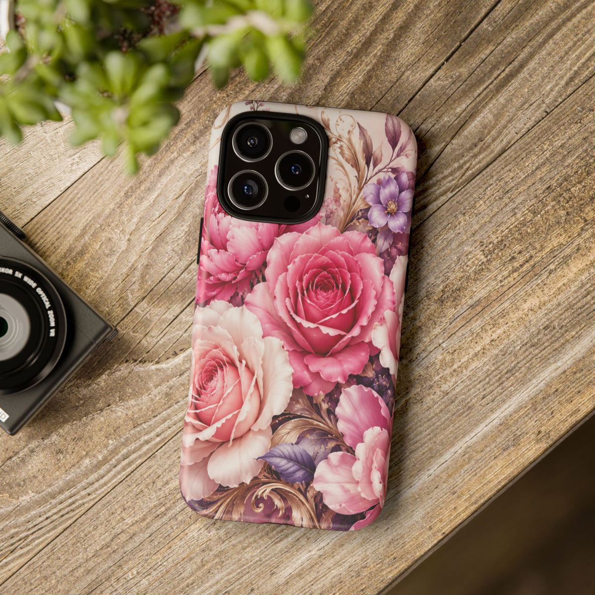 Pink Vintage Roses phone case | floral iPhone cover