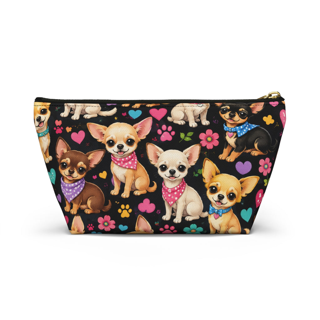 Chihuahua Pattern Accessory Pouch | T-Bottom Cosmetic Bag