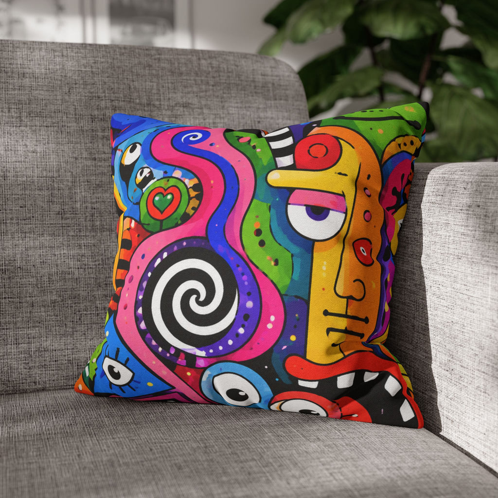 Colorful Abstract Doodle Pillowcase | Spun Polyester Square Pillowcase