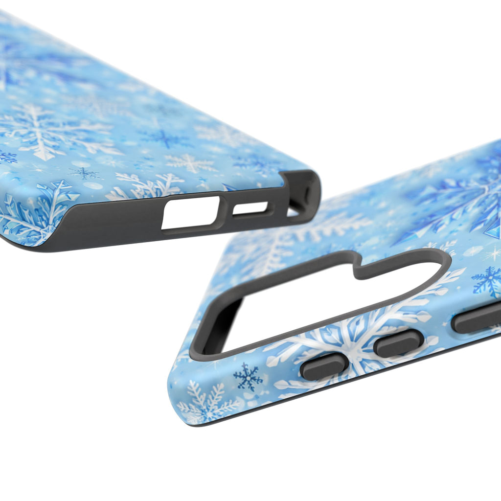 Winter Snowflake Tough Phone Case — Blue Holiday Protective Cover