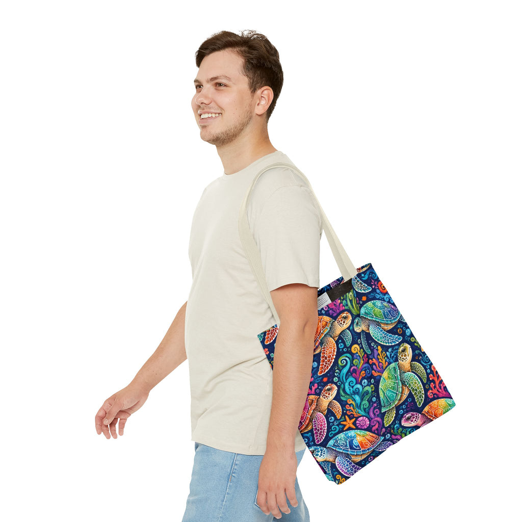 Colorful Sea Turtles Tote Bag — Vibrant Ocean Art Beach Tote