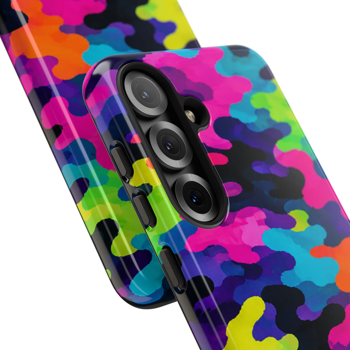 Neon Camo Tough Phone Case — Bright Rainbow Protective iPhone Cover