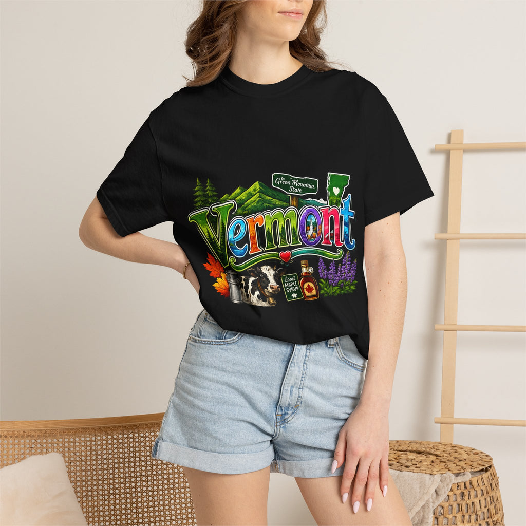 Vermont postcard collage T-shirt | State travel design