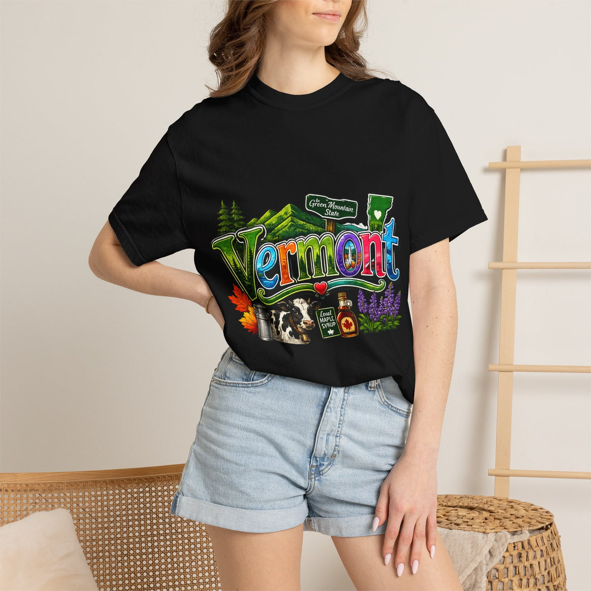 Vermont postcard collage T-shirt | State travel design