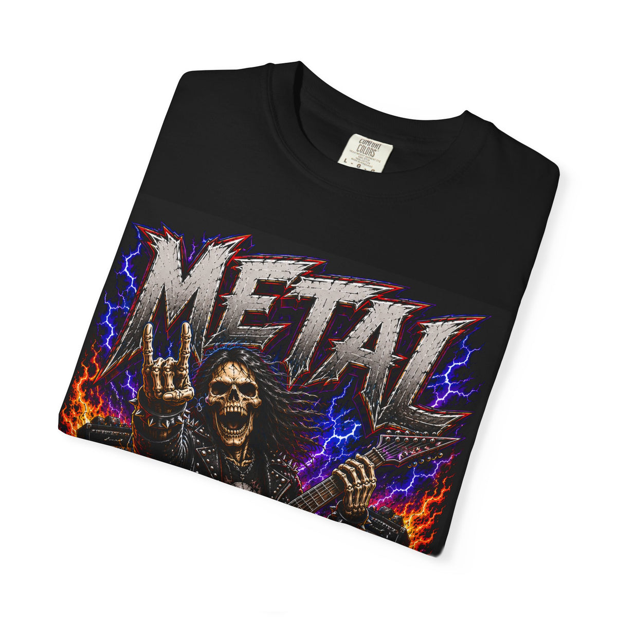 Metal Rules Skull Guitar T-Shirt | Heavy Metal Band Graphic