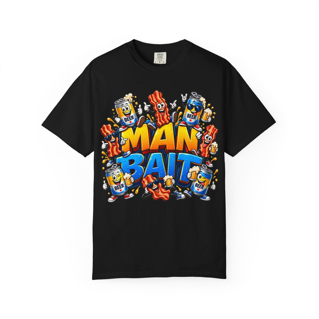 T-Shirt — 'Man Bait' Retro Bacon & Beer Graphic Tee
