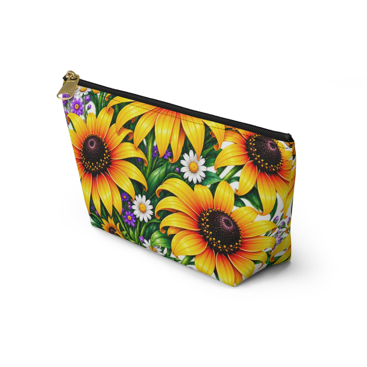 Sunflower Floral Accessory Pouch — Bright Botanical Makeup & Travel Bag