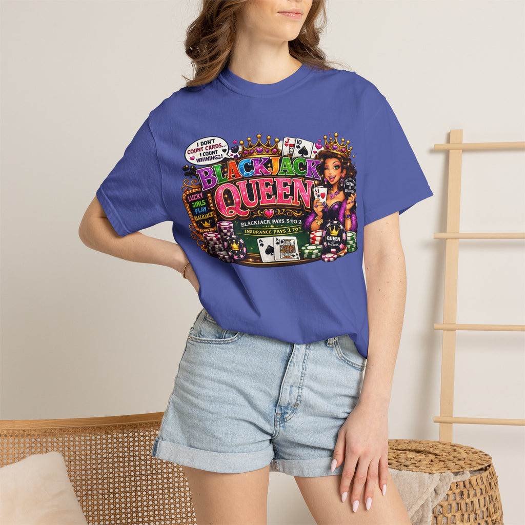 Blackjack Queen T-shirt | Casino Card Dealer Illustration