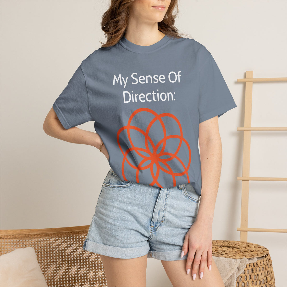 My Sense Of Direction: Compass Flower T-shirt | Funny Directional Tee