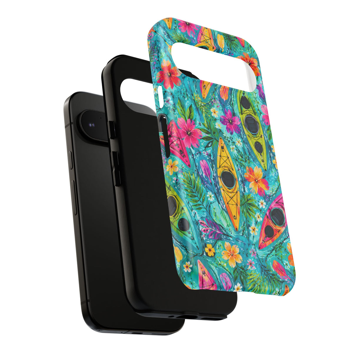 Tropical Kayak Phone Case – Colorful Floral Waterproof Pattern