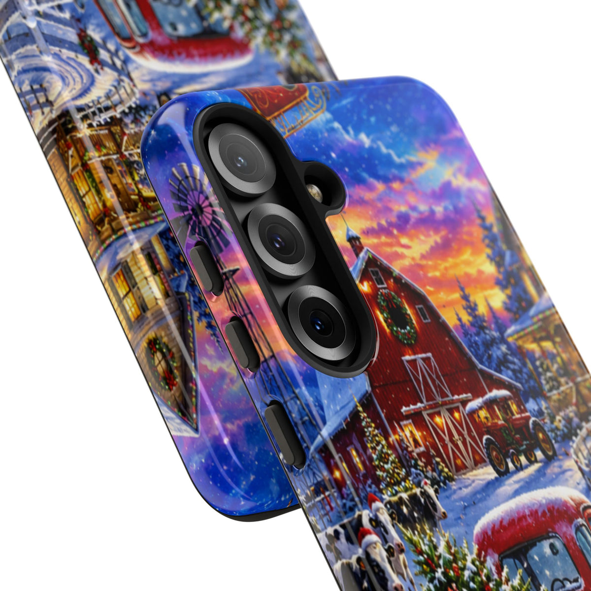 Christmas Farm Phone Case — Vintage Red Truck in Snowy Holiday Scene