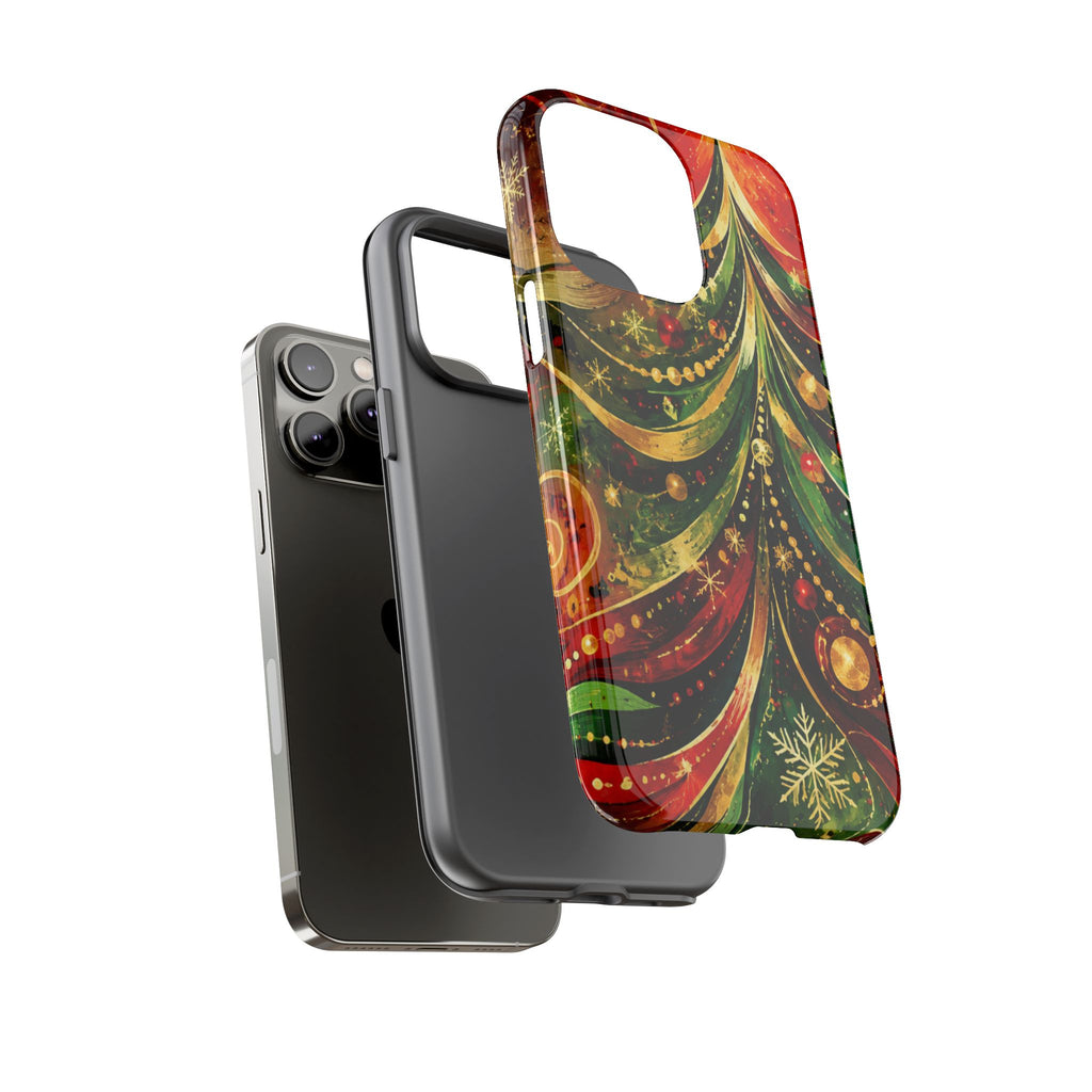Christmas Tree Tough Phone Case — Festive Red & Green Holiday Phone Cover