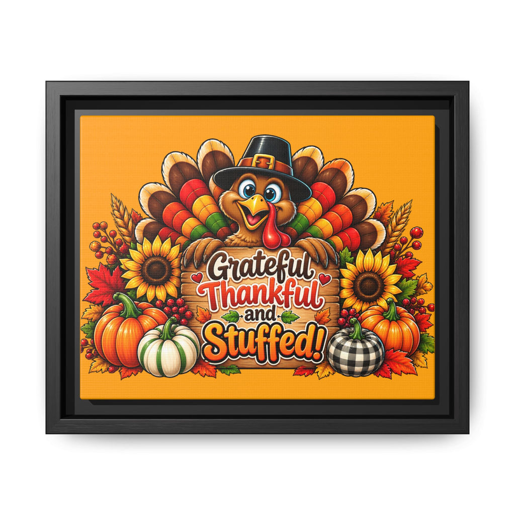 Thankful & Stuffed Turkey Matte Canvas Wall Art