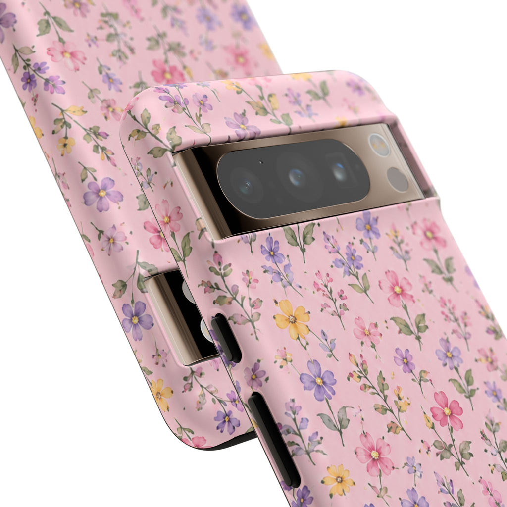 Floral Pink Tough Phone Case — Pastel Wildflower Protective Case