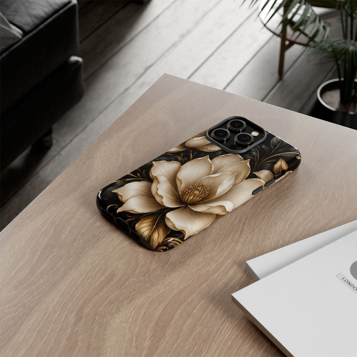 Floral Tough Case — Elegant Gold Magnolia Phone Case
