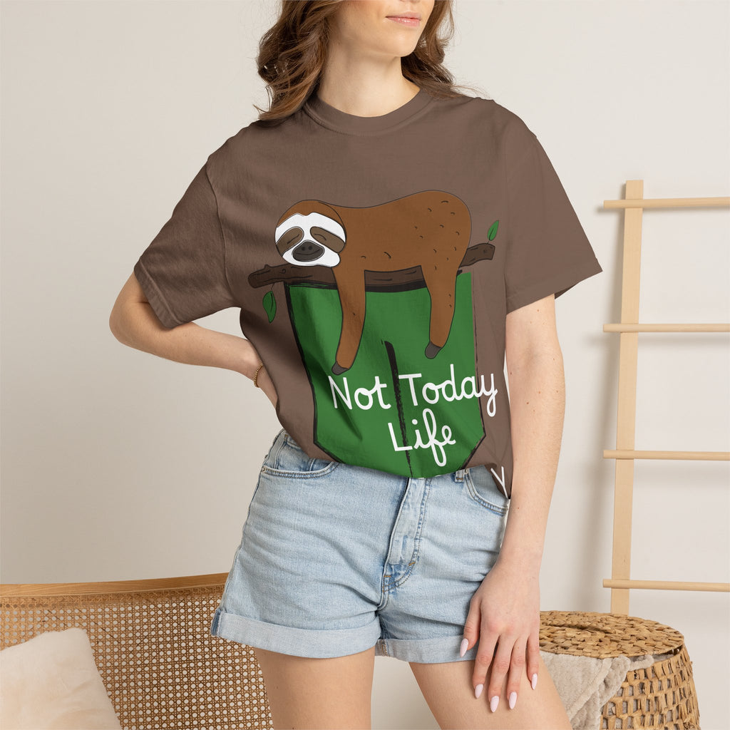 Sloth Pocket Tee — "Not Today" Lazy Sloth Graphic T-Shirt
