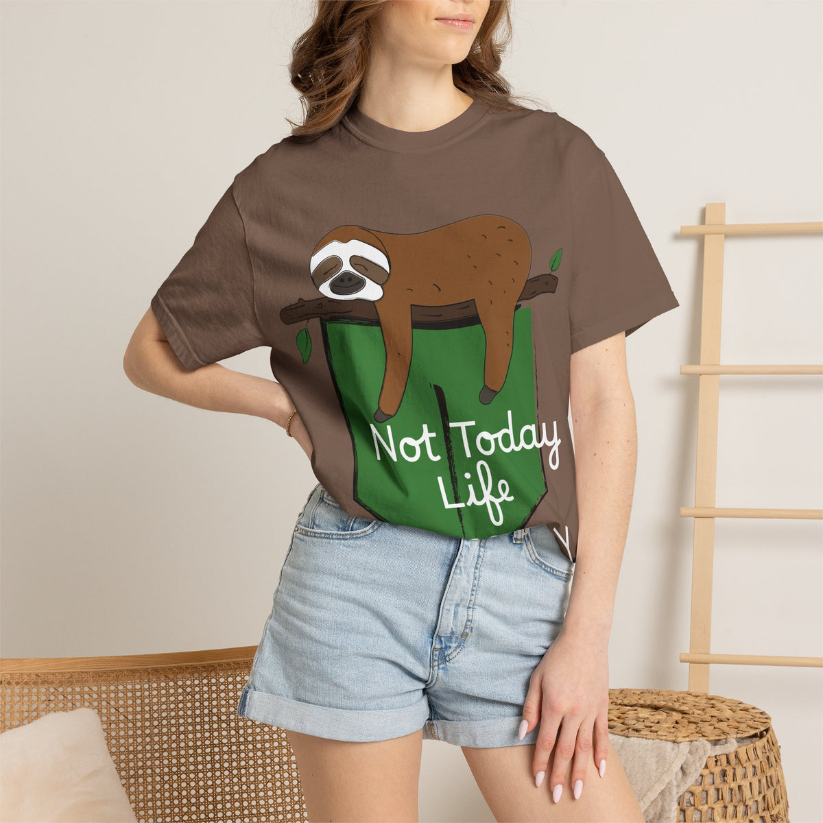 Sloth Pocket Tee — "Not Today" Lazy Sloth Graphic T-Shirt