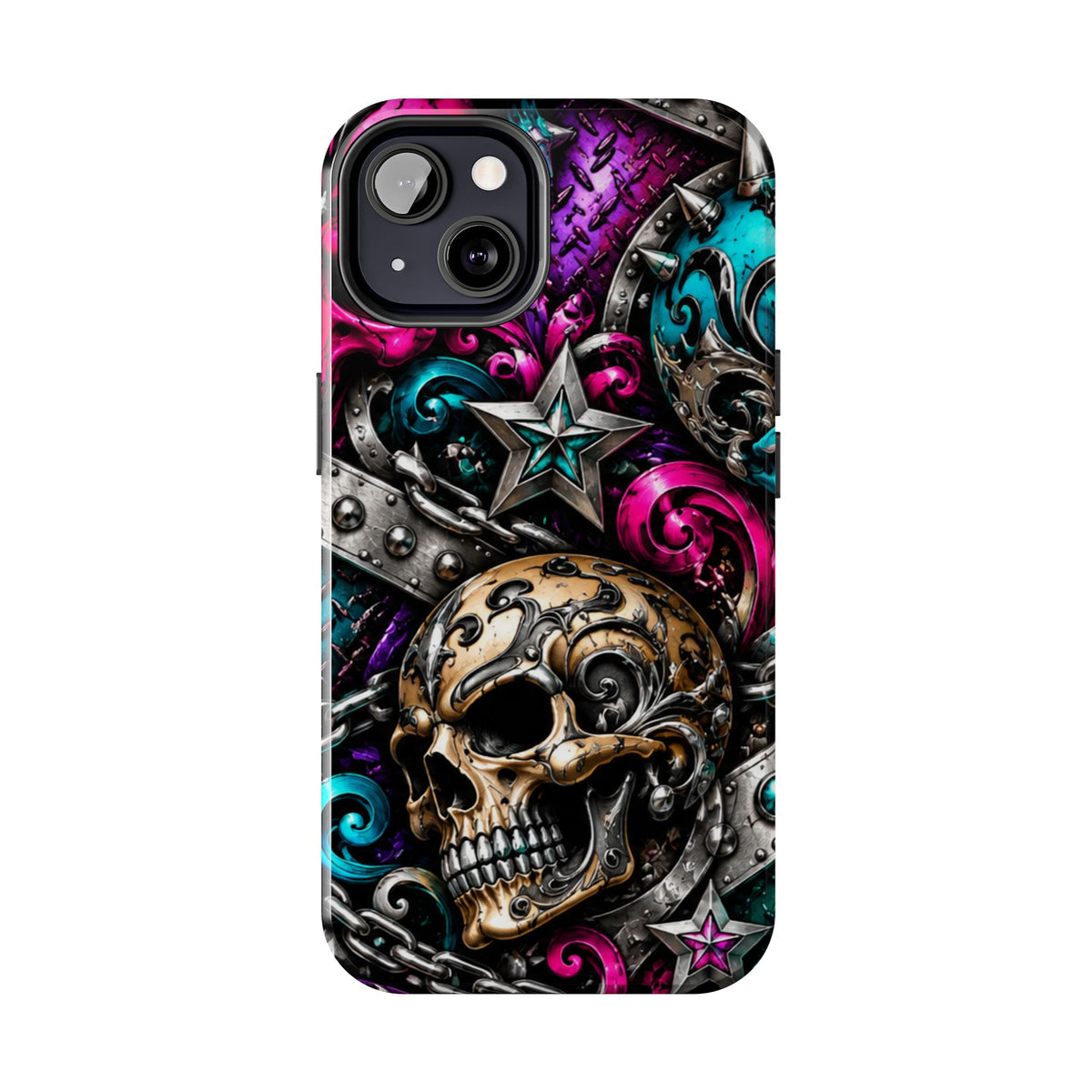 Skull & Stars Tough Phone Case | Colorful Gothic Skull Phone Case