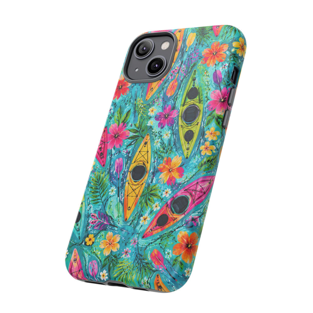 Tropical Kayak Phone Case – Colorful Floral Waterproof Pattern