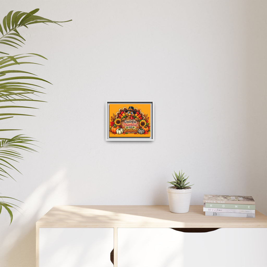 Thankful & Stuffed Turkey Matte Canvas Wall Art