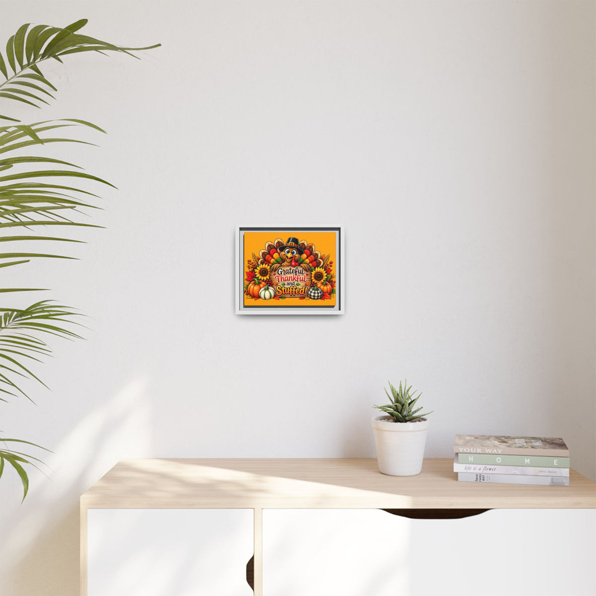 Thankful & Stuffed Turkey Matte Canvas Wall Art