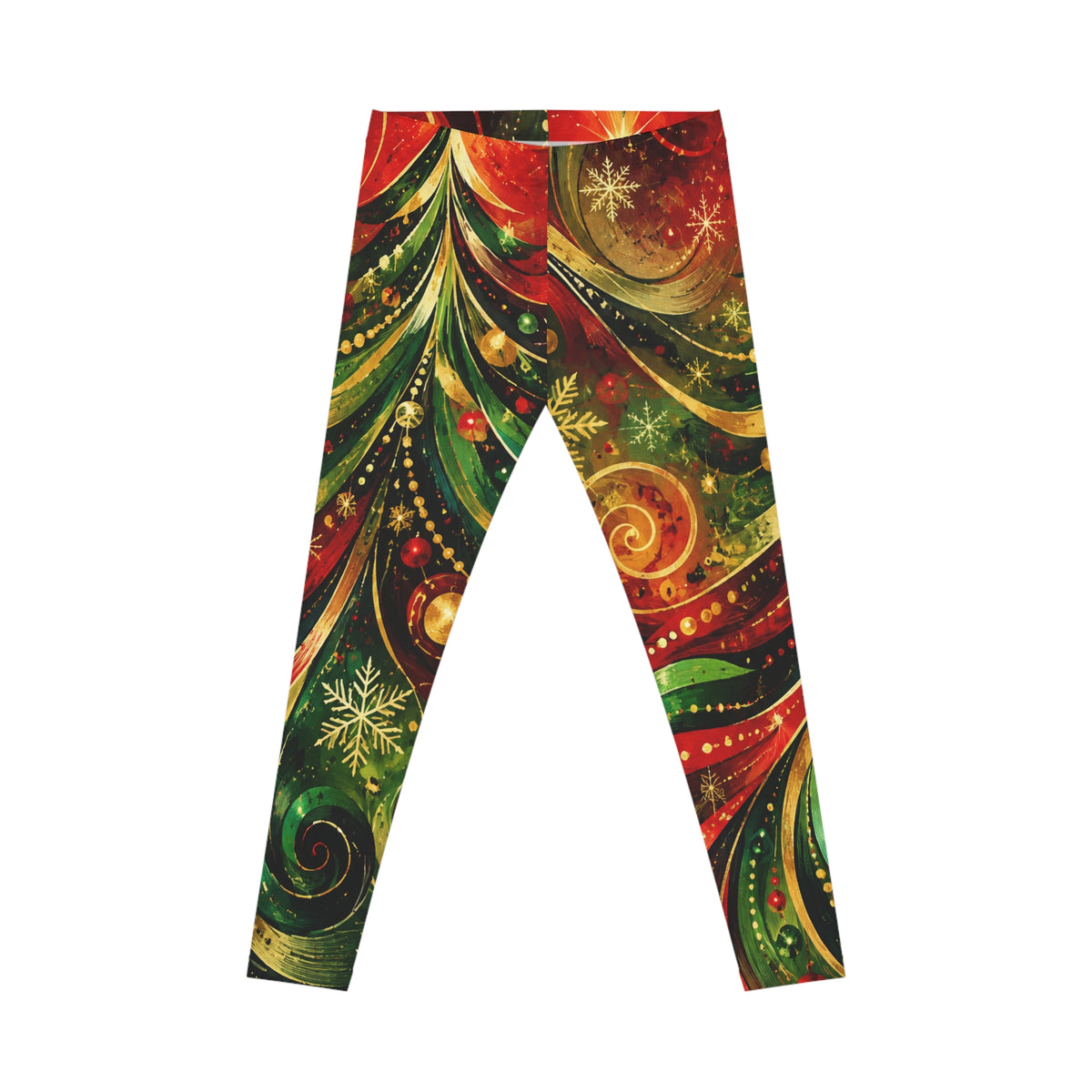 Christmas Swirl Leggings — Festive Holiday Tree Print