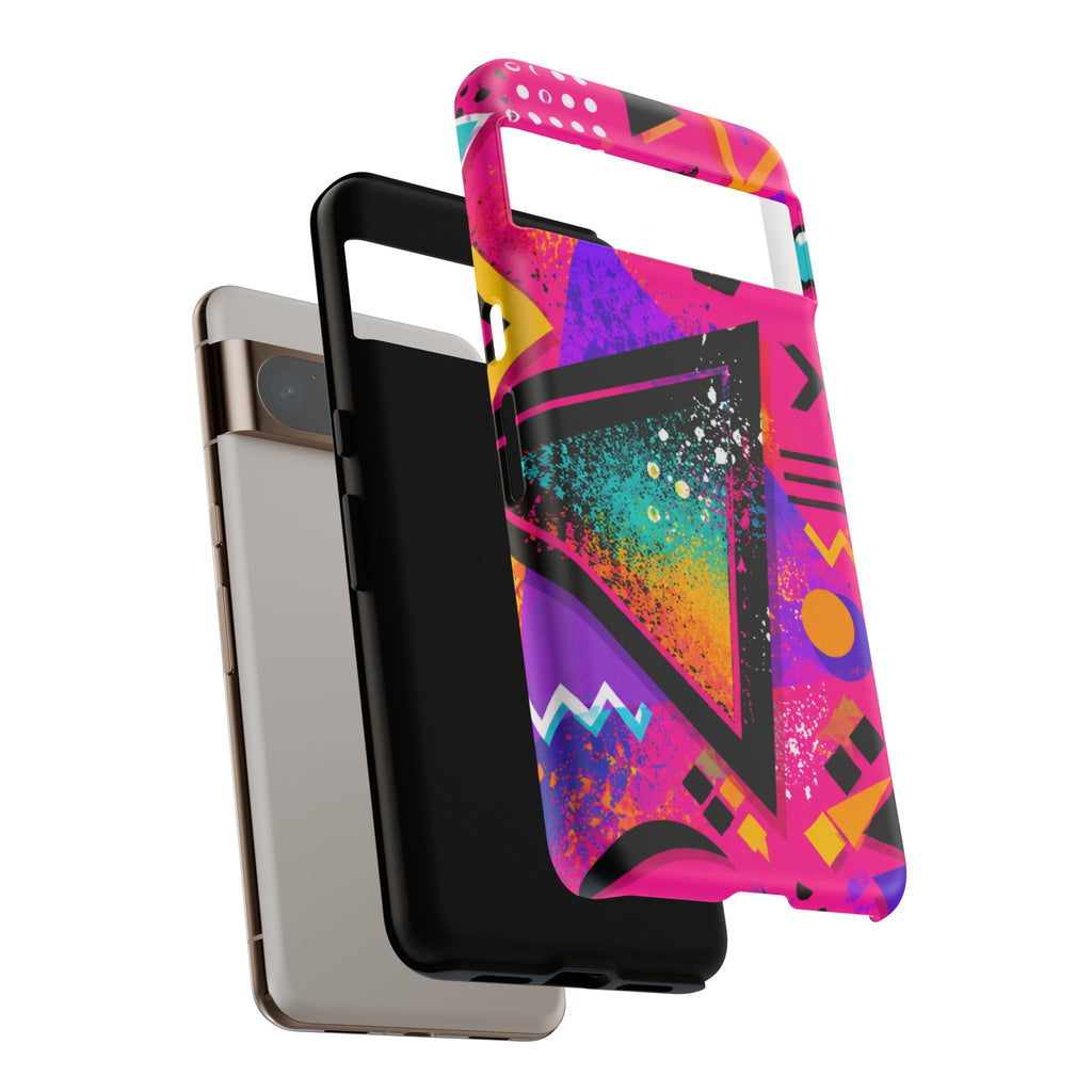 Retro 80s Geometric Phone Case — Neon Triangle Tough Case