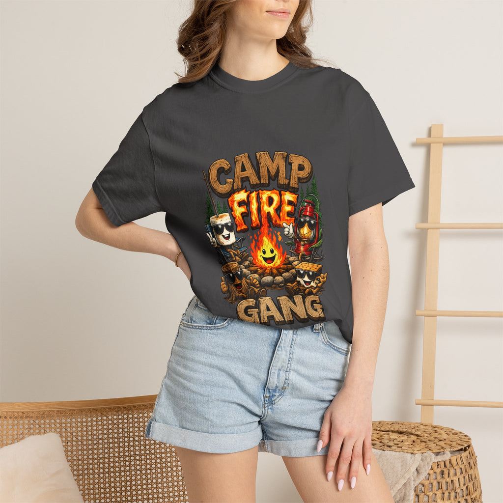 Campfire Gang T-Shirt | Camping Cartoon S'mores Bonfire Design