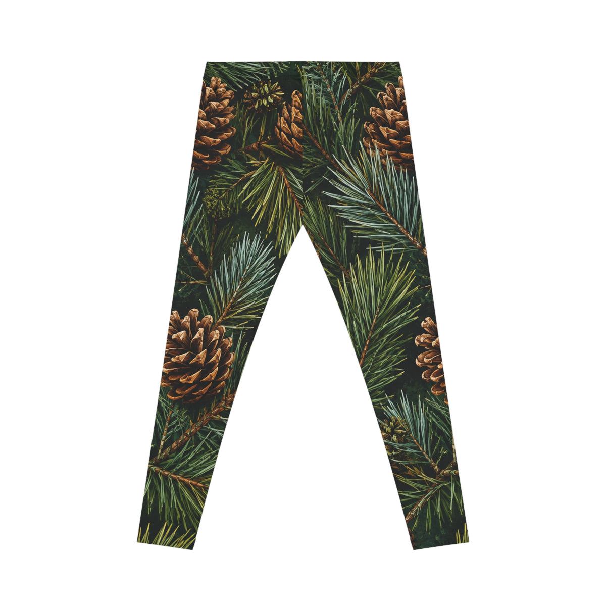 Pinecone Forest Leggings — Women’s Holiday Pine Needle All-Over Print Leggings