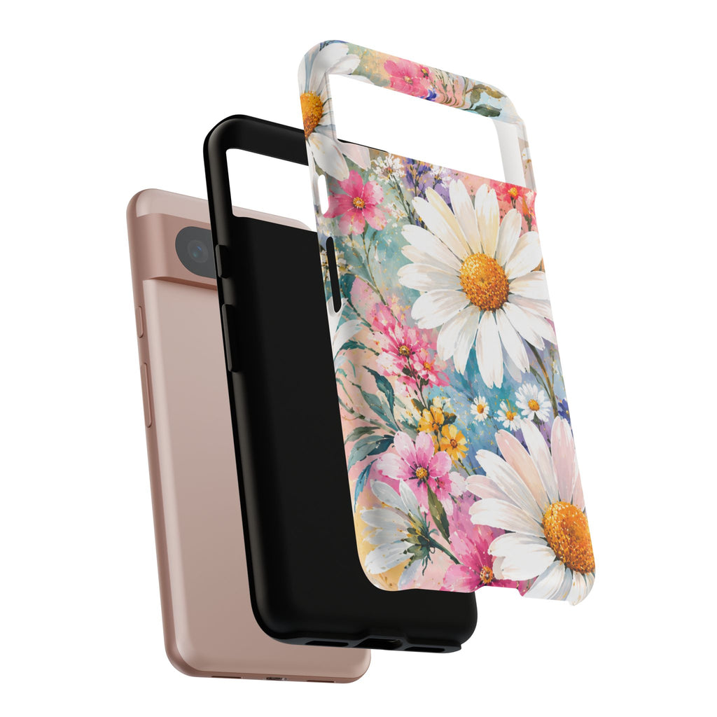 Floral Daisy Phone Case — Watercolor Daisies Protective Tough Case