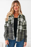 Plaid Textured Knit Button-Up Shacket