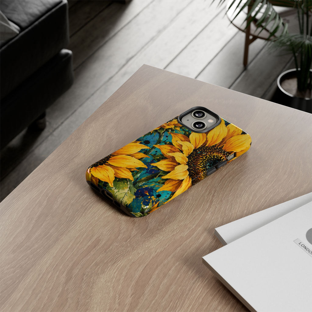 Sunflower Art Phone Case — Vibrant Yellow Floral Tough Case