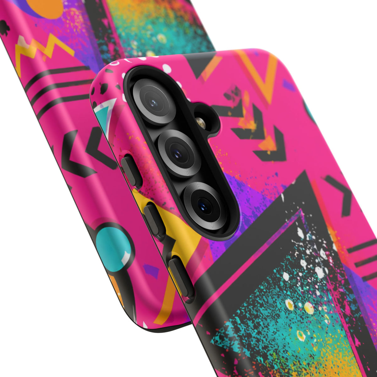 Retro 80s Geometric Phone Case — Neon Triangle Tough Case
