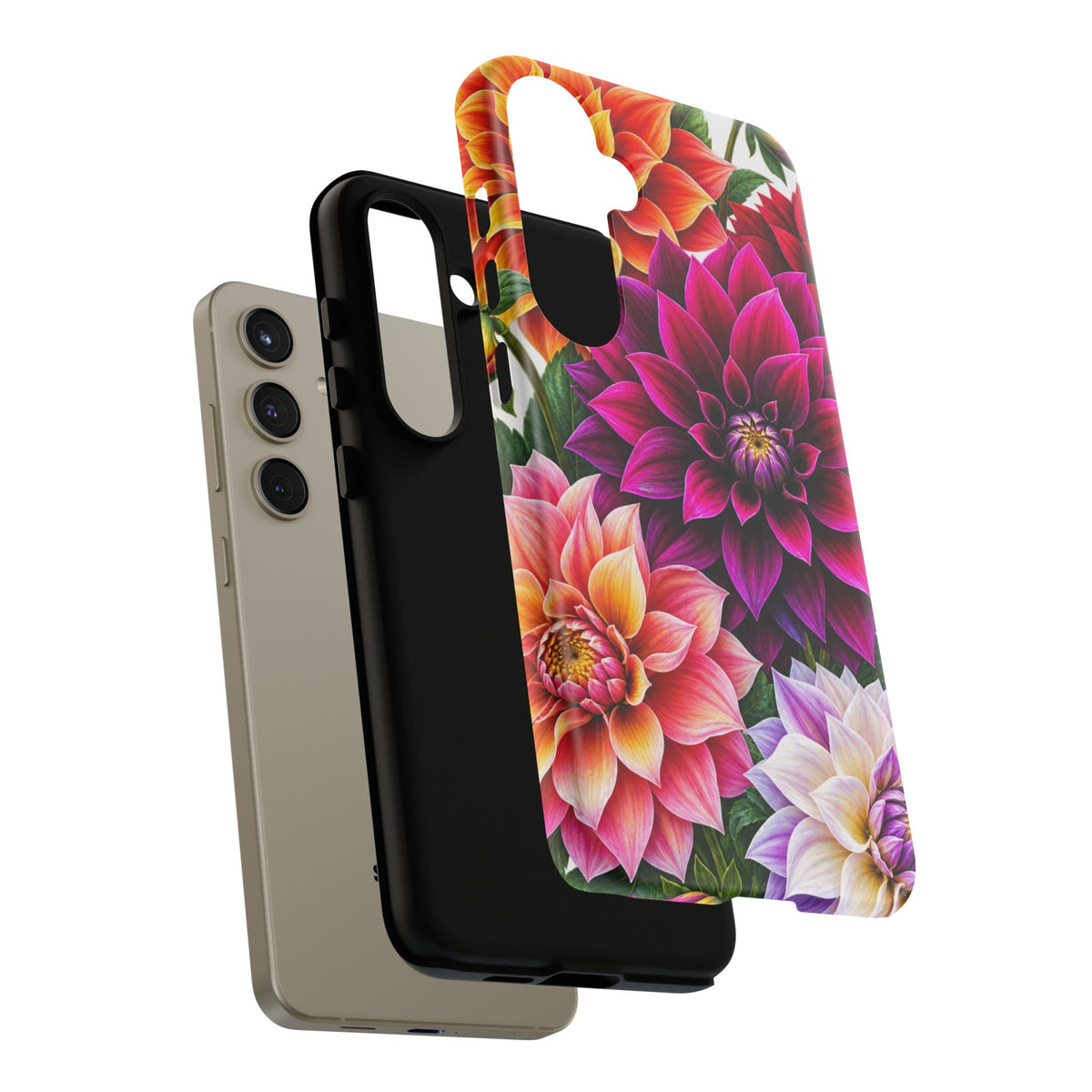 Floral Dahlia Tough Phone Case — Vibrant Protective Floral Phone Cover