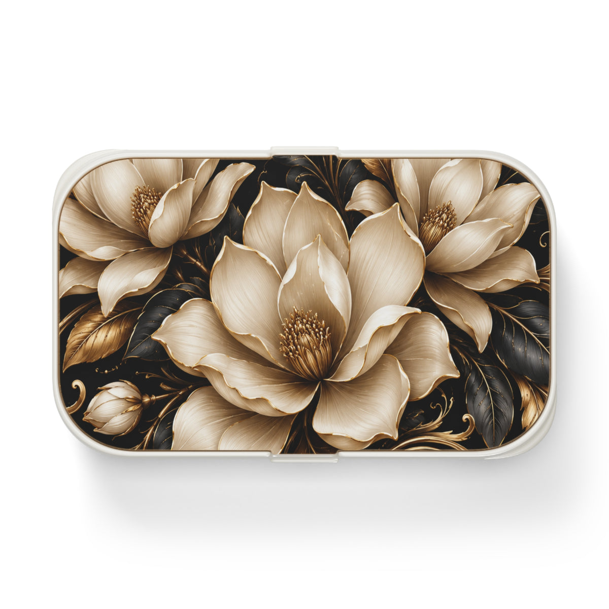Floral Magnolia Bento Box — Elegant Vintage Flower Lunch Container