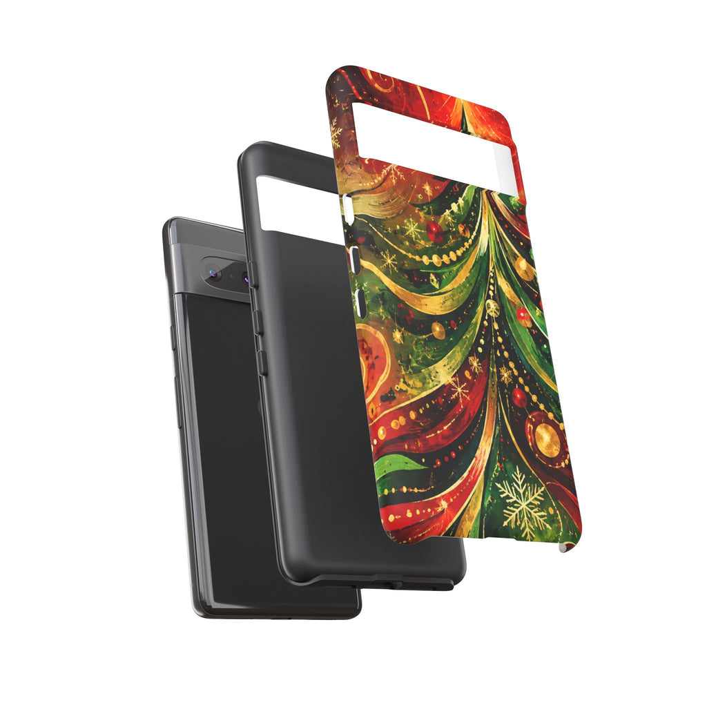 Christmas Tree Tough Phone Case — Festive Red & Green Holiday Phone Cover