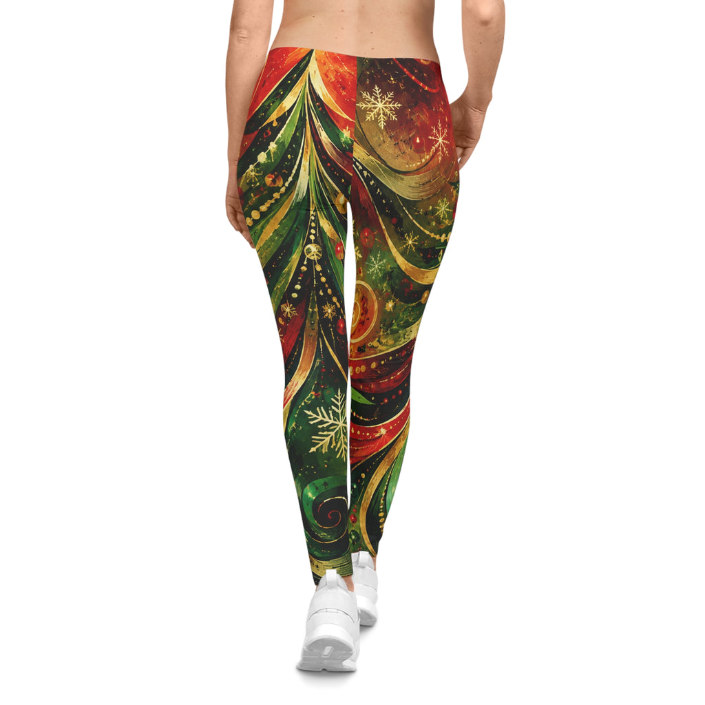 Christmas Swirl Leggings — Festive Holiday Tree Print