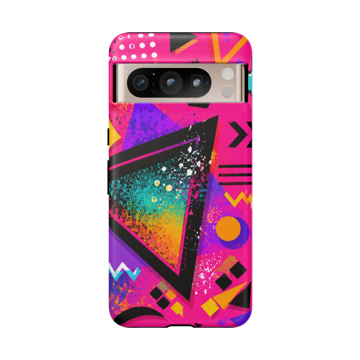 Retro 80s Geometric Phone Case — Neon Triangle Tough Case
