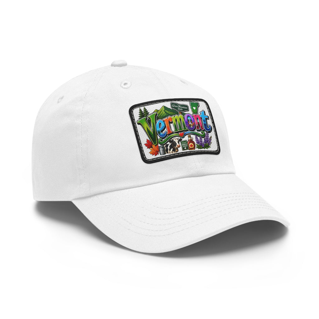 Vermont Patch Dad Hat | Leather Rectangle Patch, State Travel Cap