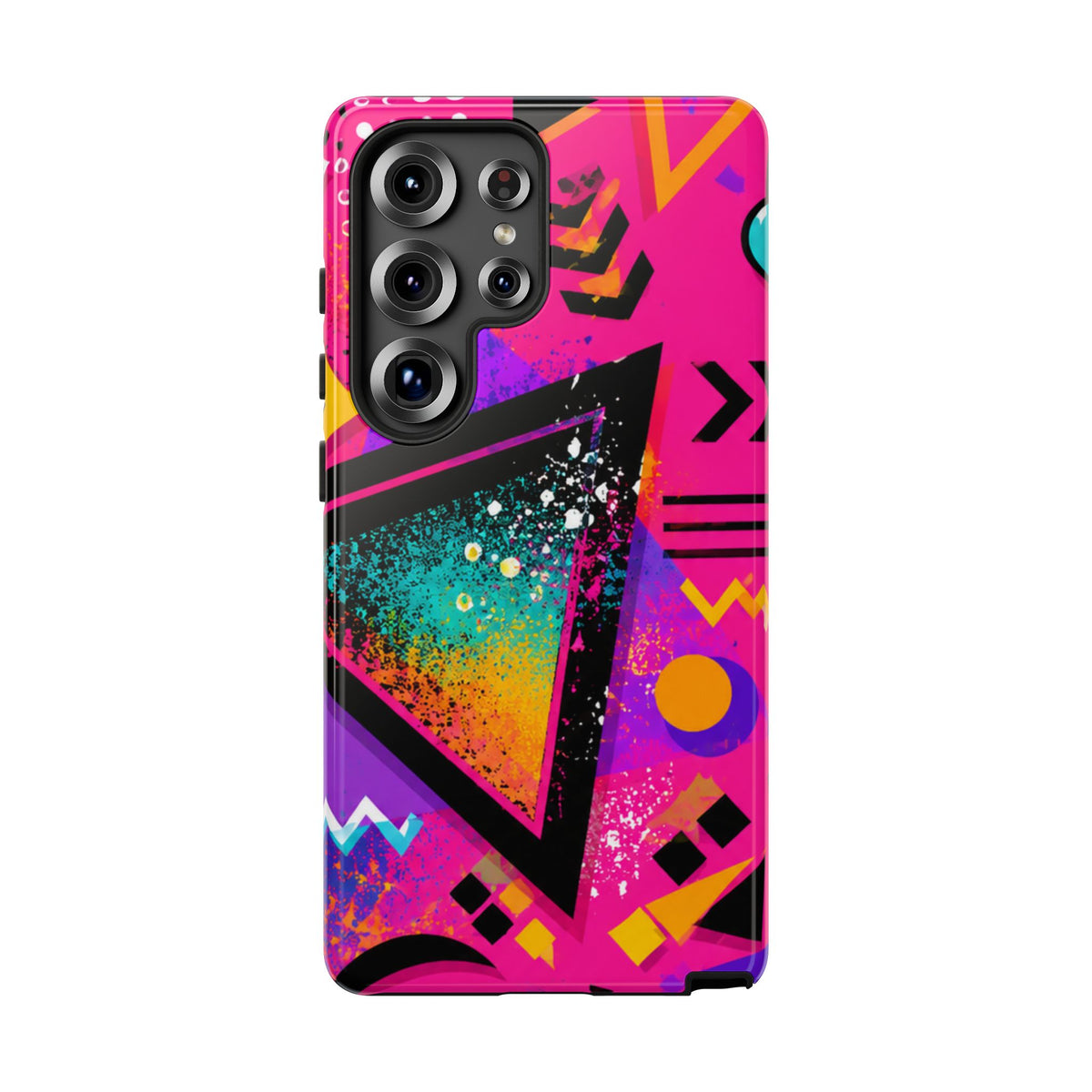 Retro 80s Geometric Phone Case — Neon Triangle Tough Case