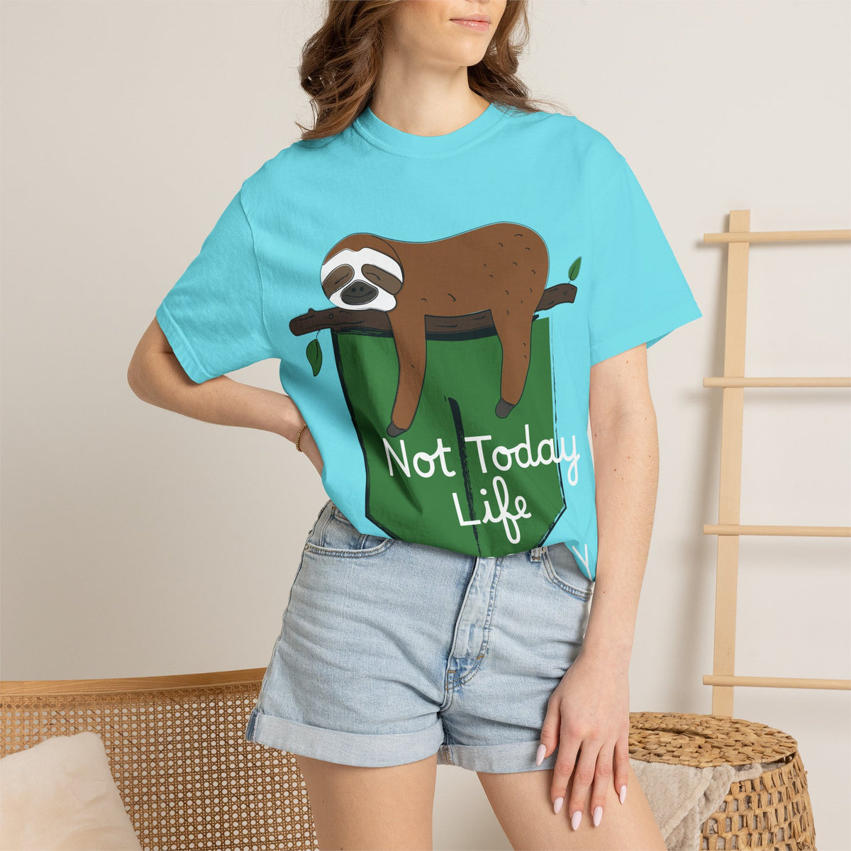 Sloth Pocket Tee — "Not Today" Lazy Sloth Graphic T-Shirt
