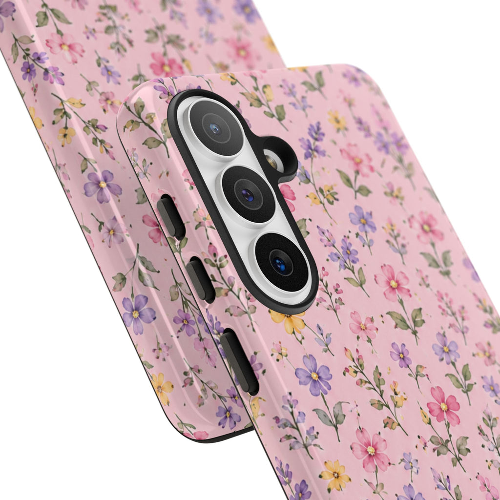 Floral Pink Tough Phone Case — Pastel Wildflower Protective Case