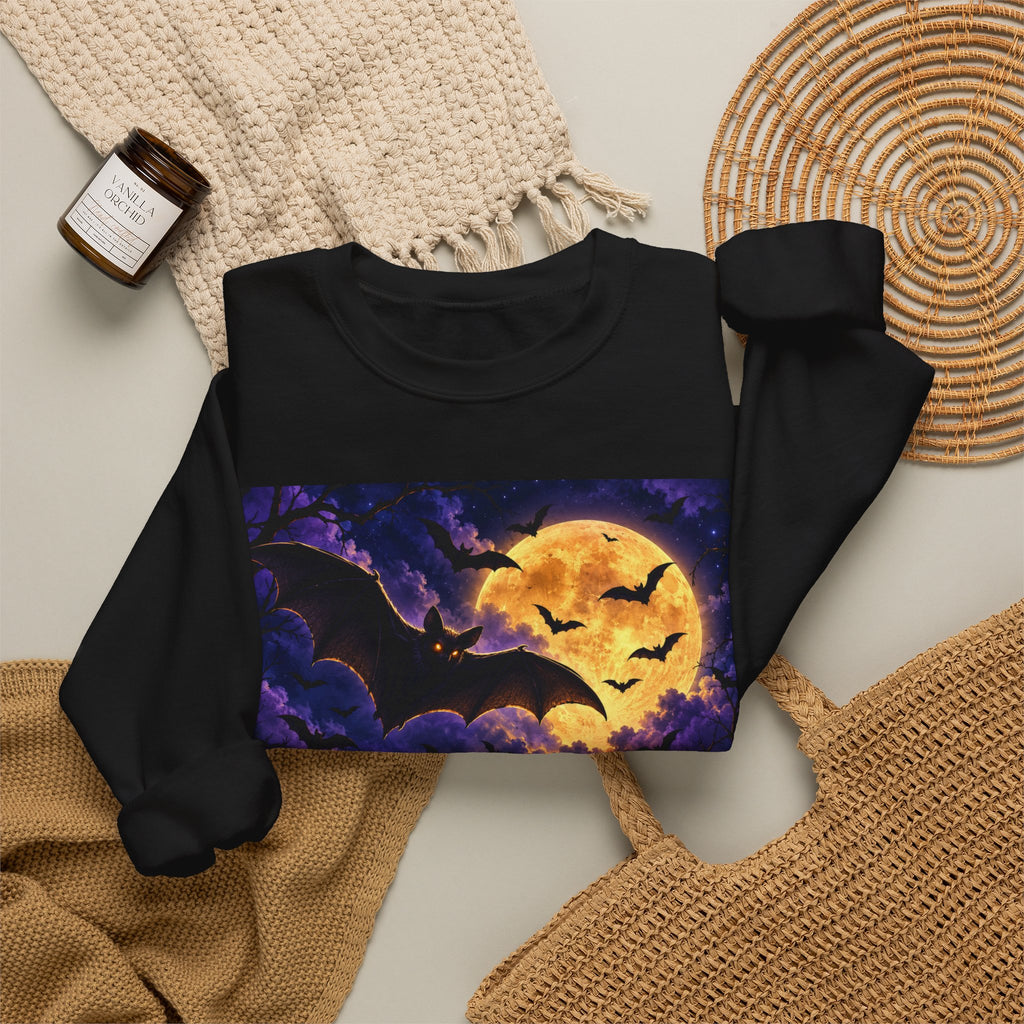 Halloween Moon Bat Crewneck Sweatshirt