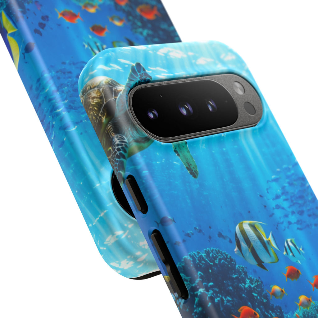 Underwater Ocean Life Tough Phone Case — Coral Reef & Sea Turtle Protective Cover